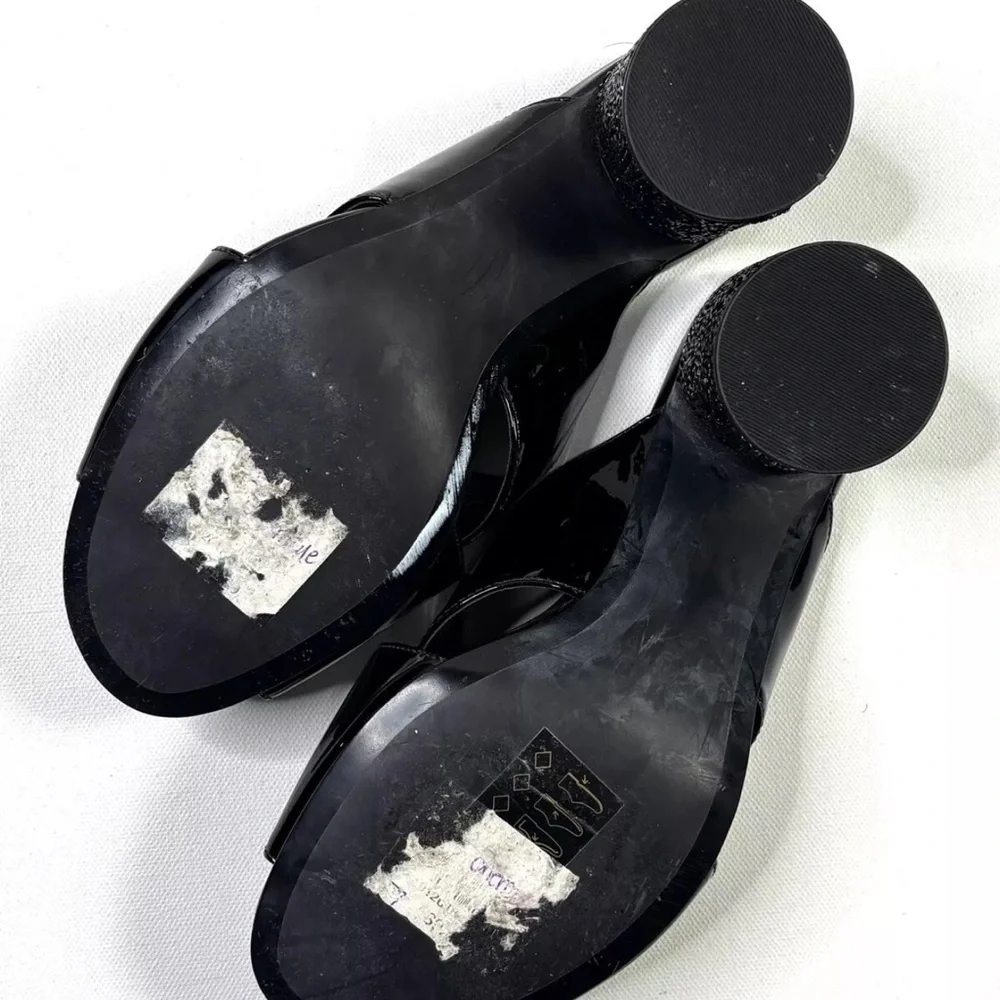 Michael Kors Black Patent Leather Block Heel Sandals - Picture 7 of 9